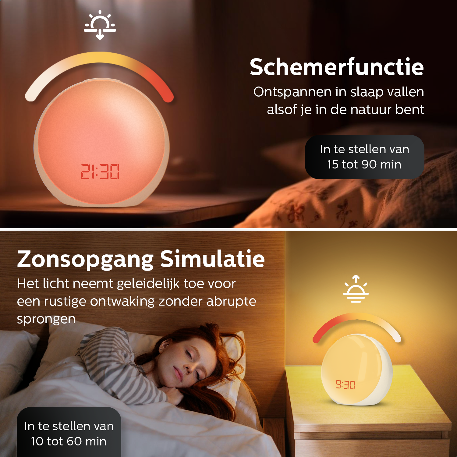 Wake up light natuurlijk licht simulatie slaapkamer